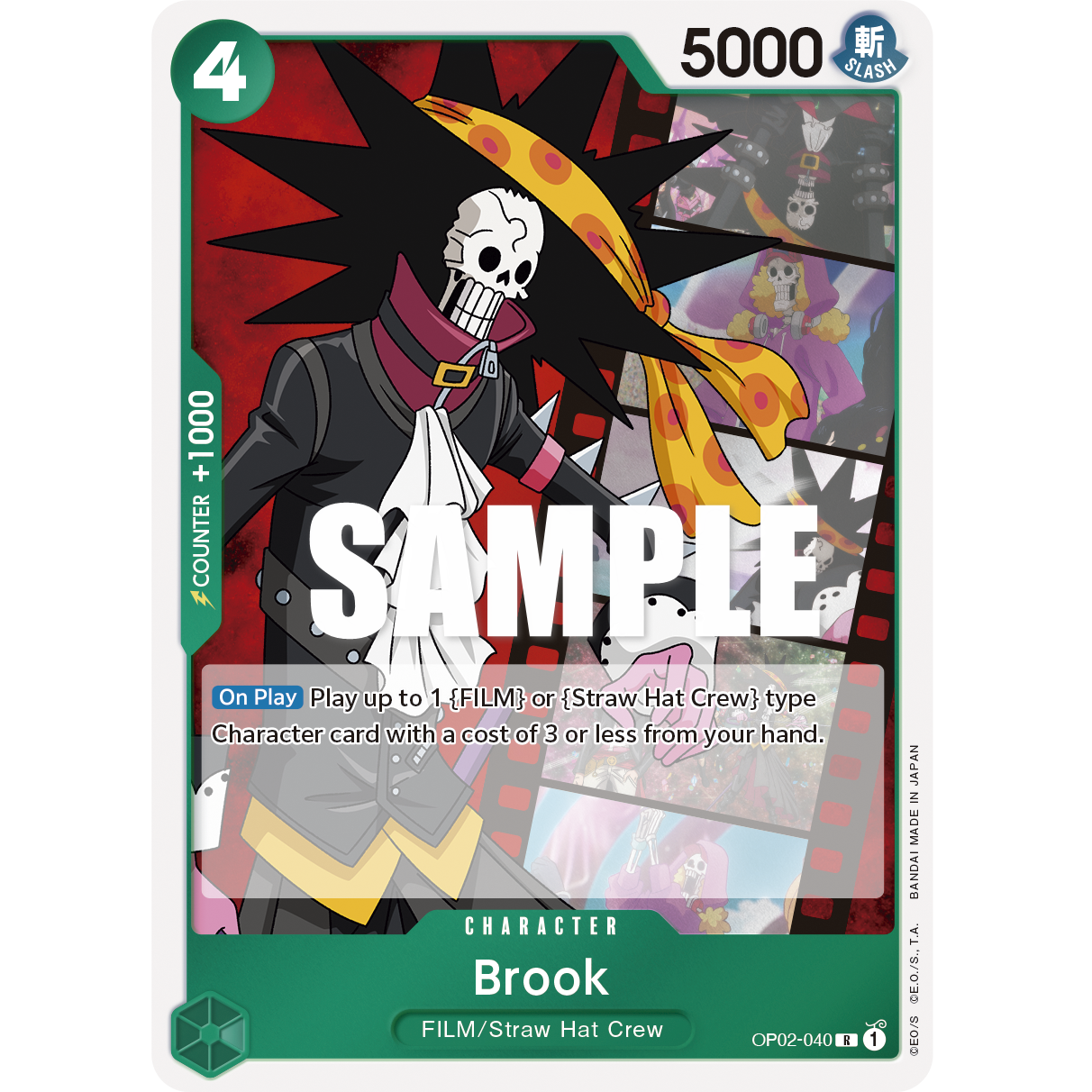 ONE PIECE CARD GAME OP02-040 R BROOK "PARAMOUNT WAR INGLÉS"