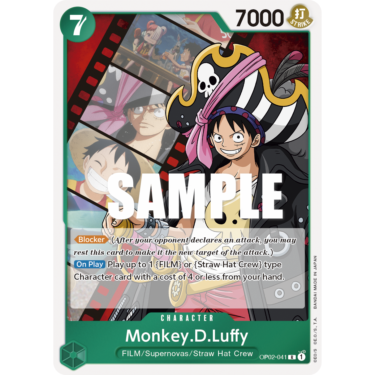 ONE PIECE CARD GAME OP02-041 R MONKEY.D.LUFFY (V.1) "PARAMOUNT WAR INGLÉS"