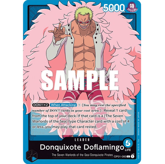 ONE PIECE CARD GAME OP01-060 L DONQUIXOTE DOFLAMINGO (V.1) "ROMANCE DAWN INGLÉS"