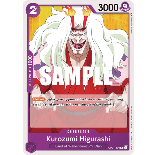 ONE PIECE CARD GAME OP01-100 C KUROZUMI HIGURASHI "ROMANCE DAWN INGLÉS"