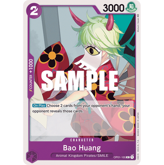 ONE PIECE CARD GAME OP01-105 C BAO HUANG "ROMANCE DAWN INGLÉS"