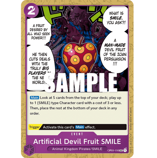 ONE PIECE CARD GAME OP01-116 UC ARTIFICIAL DEVIL FRUIT SMILE "ROMANCE DAWN ENGLISH"