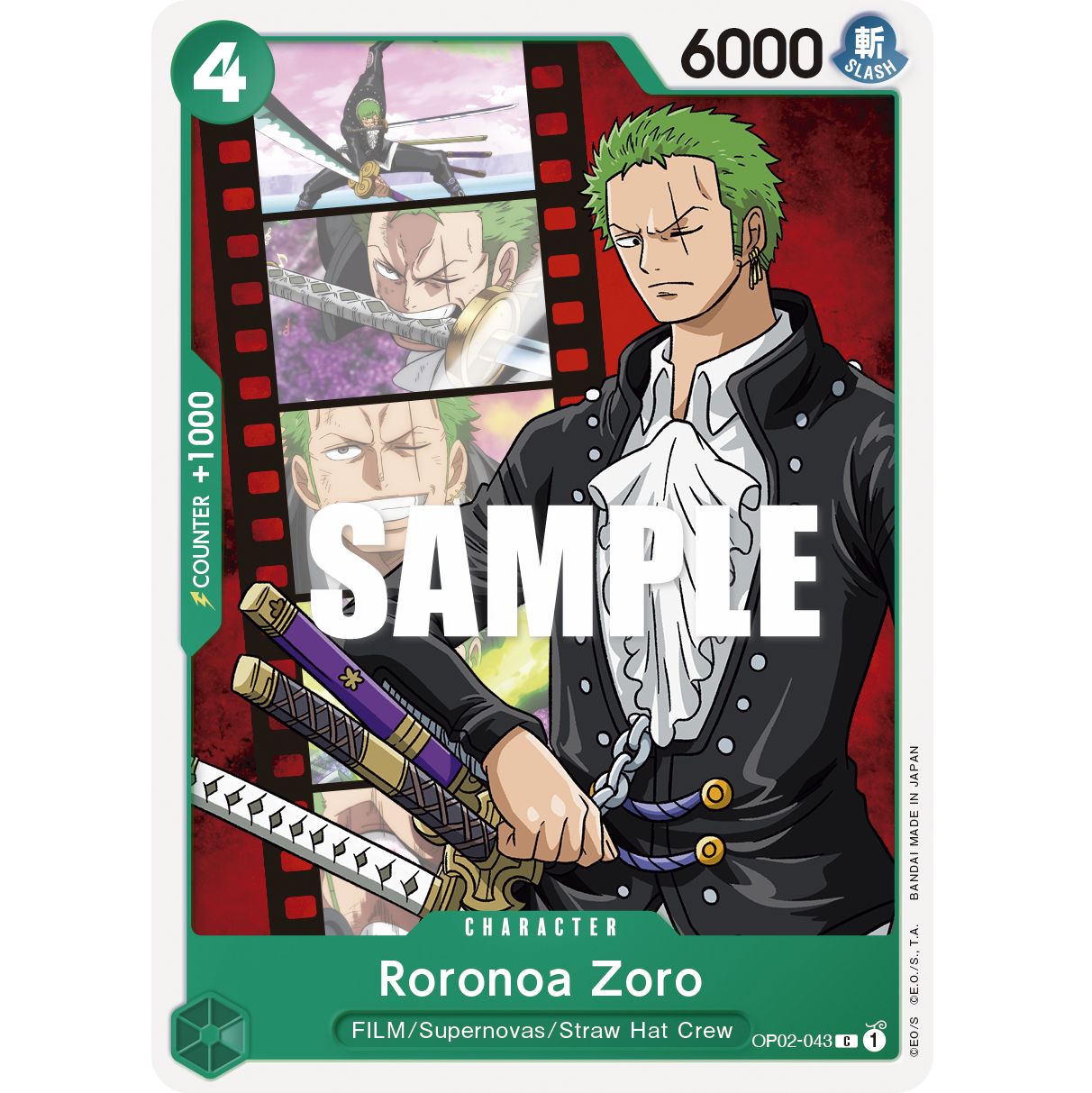 ONE PIECE CARD GAME OP02-043 C RORONOA ZORO "PARAMOUNT WAR ENGLISH"