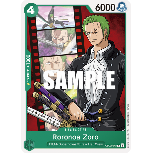 ONE PIECE CARD GAME OP02-043 C RORONOA ZORO "PARAMOUNT WAR INGLÉS"