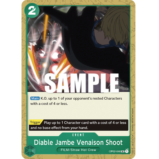 ONE PIECE CARD GAME OP02-046 UC DIABLE JAMBE VENAISON SHOOT "PARAMOUNT WAR INGLÉS"
