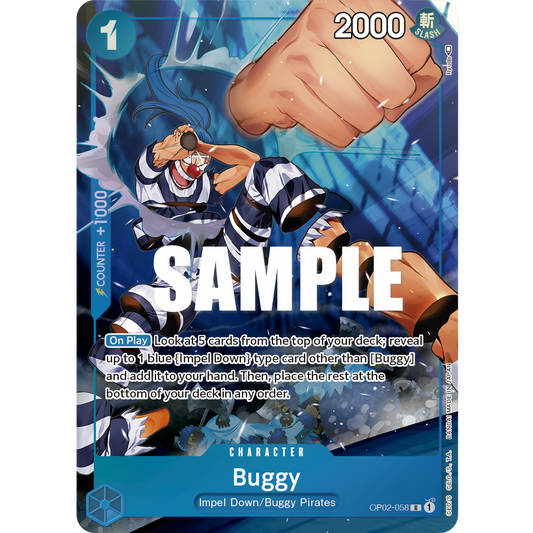 ONE PIECE CARD GAME OP02-058 R BUGGY (V.2) "PARAMOUNT WAR ENGLISH"