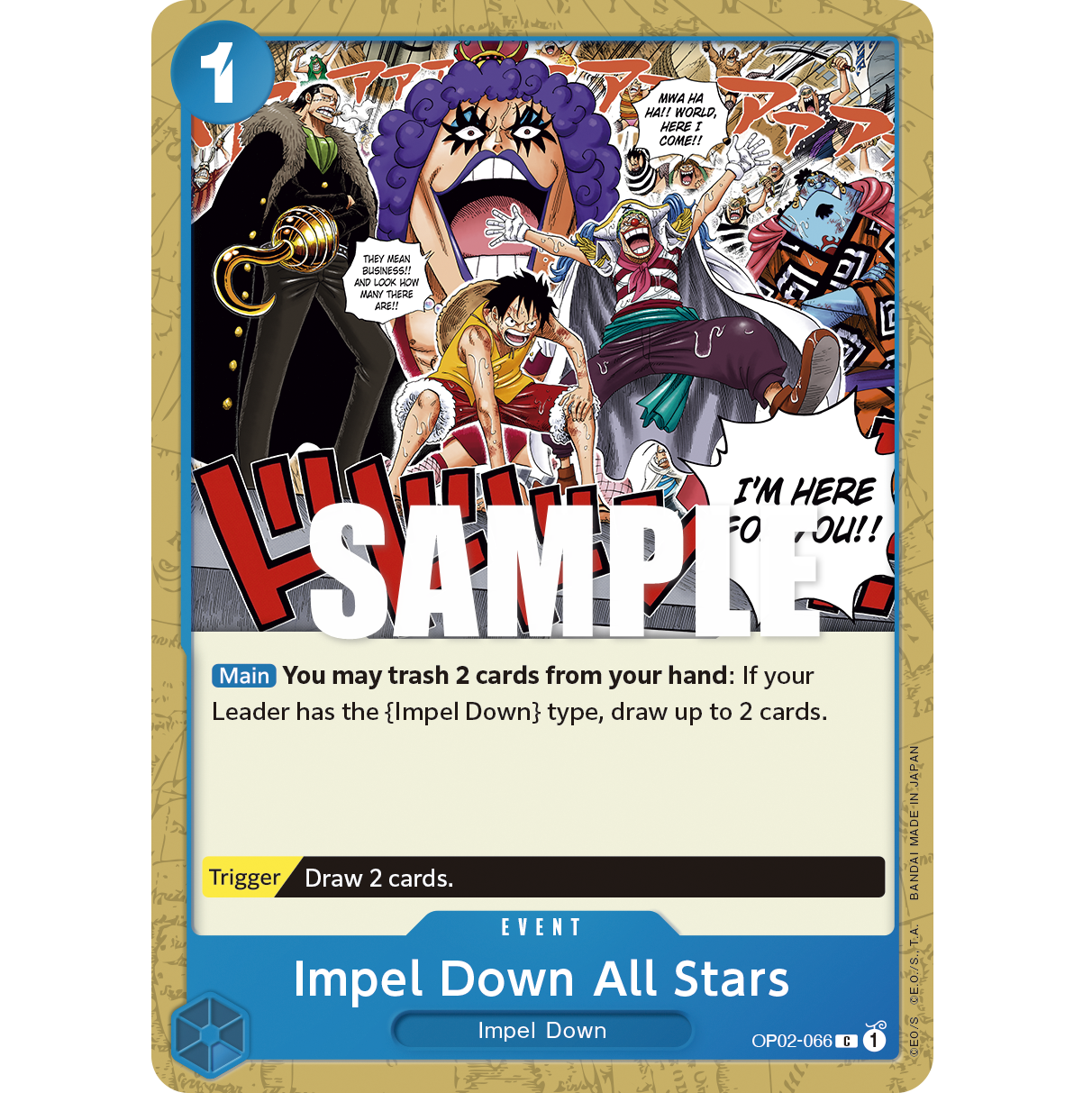 ONE PIECE CARD GAME OP02-066 C IMPEL DOWN ALL STARS "PARAMOUNT WAR ENGLISH"