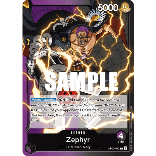 ONE PIECE CARD GAME OP02-072 L ZEPHYR (V.1) "PARAMOUNT WAR INGLÉS"