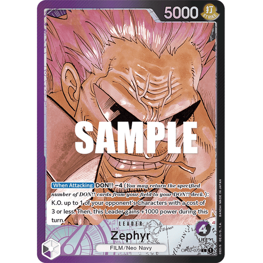 ONE PIECE CARD GAME OP02-072 L ZEPHYR (V.2) "PARAMOUNT WAR ENGLISH"