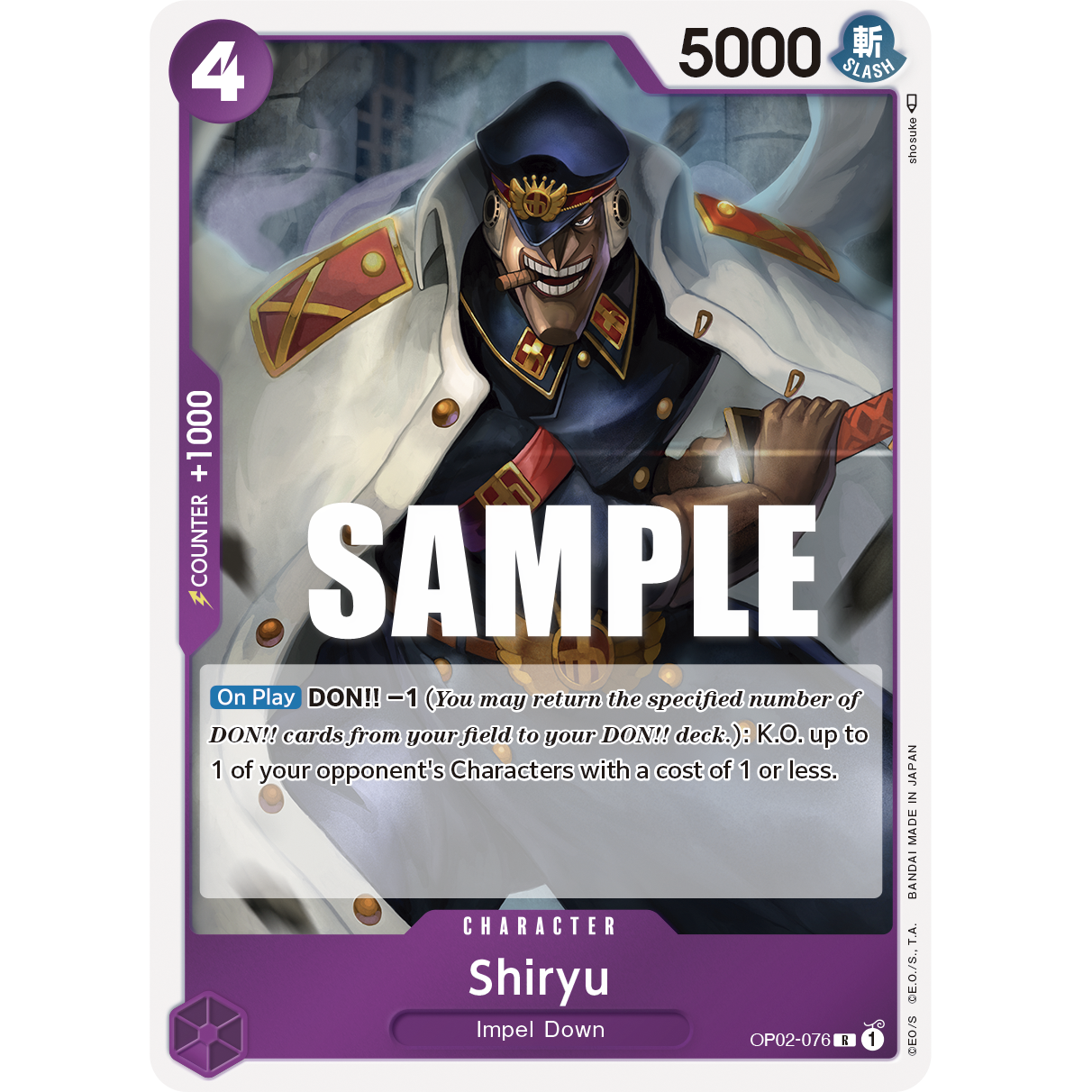ONE PIECE CARD GAME OP02-076 R SHIRYU "PARAMOUNT WAR INGLÉS"