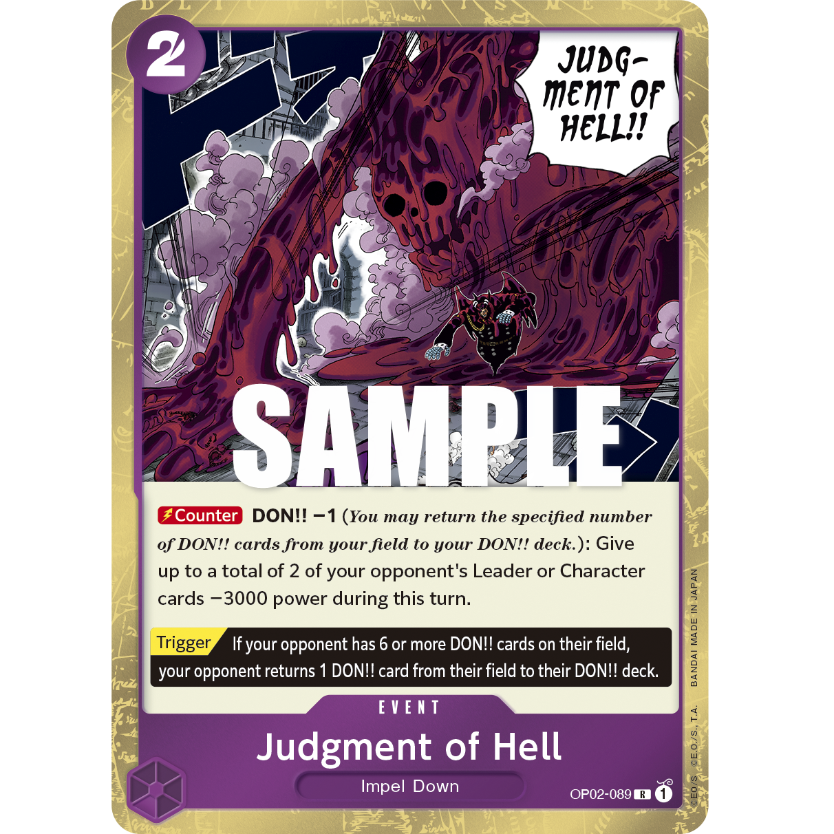 ONE PIECE CARD GAME OP02-089 R JUDGMENT OF HELL "PARAMOUNT WAR ENGLISH"