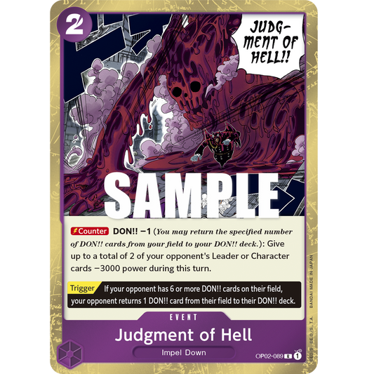 ONE PIECE CARD GAME OP02-089 R JUDGMENT OF HELL "PARAMOUNT WAR INGLÉS"