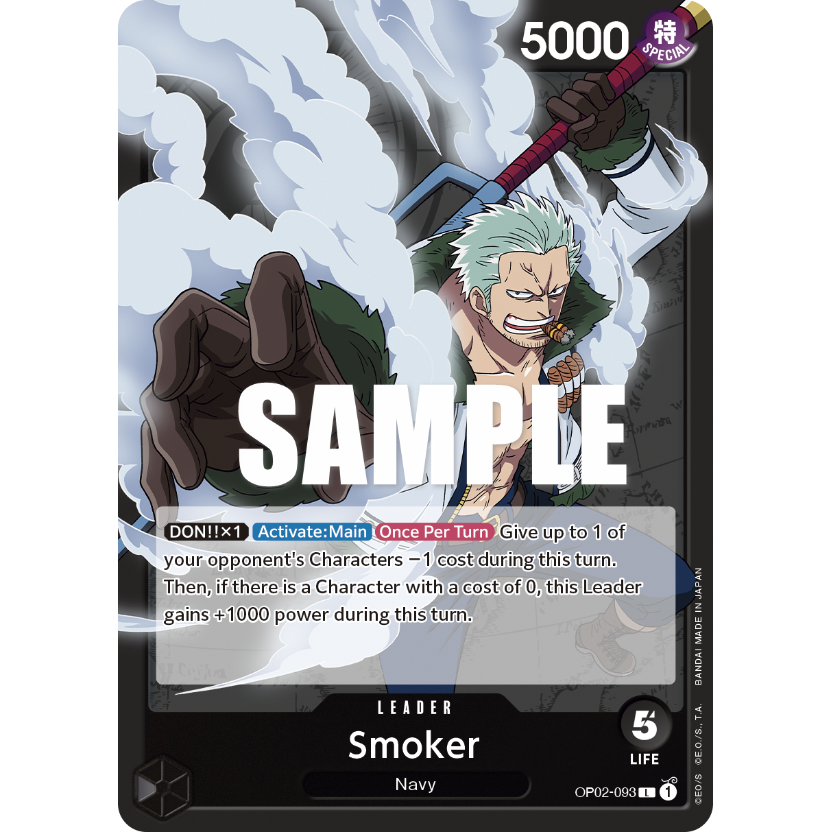 ONE PIECE CARD GAME OP02-093 L SMOKER (V.1) "PARAMOUNT WAR INGLÉS"