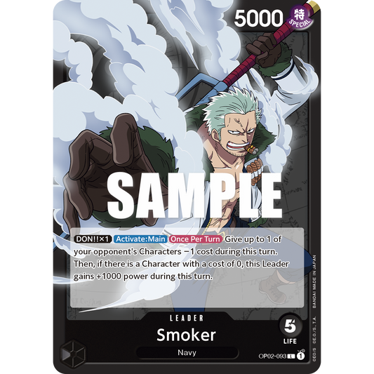 ONE PIECE CARD GAME OP02-093 L SMOKER (V.1) "PARAMOUNT WAR ENGLISH"
