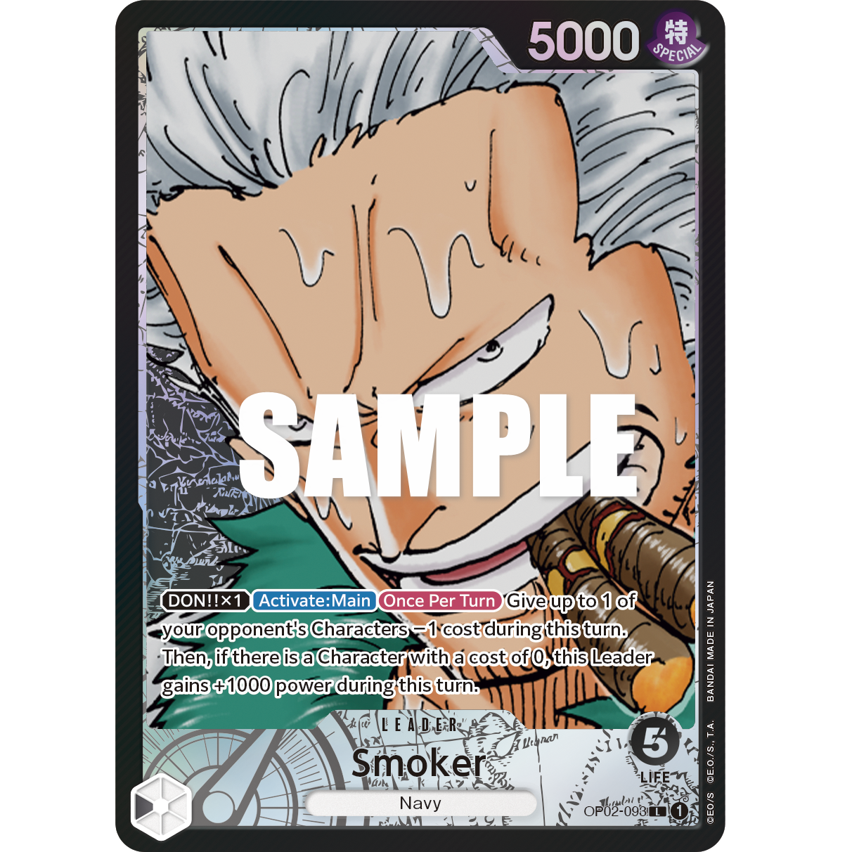 ONE PIECE CARD GAME OP02-093 L SMOKER (V.2) "PARAMOUNT WAR INGLÉS"