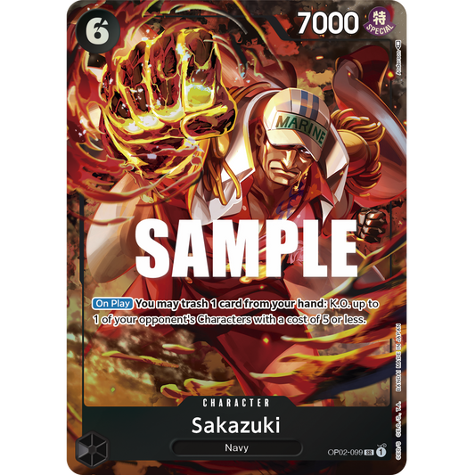 ONE PIECE CARD GAME OP02-099 SR SAKAZUKI (V.2) "PARAMOUNT WAR INGLÉS"