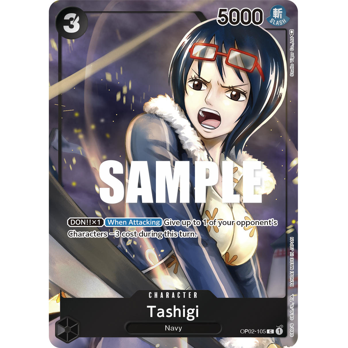 ONE PIECE CARD GAME OP02-105 C TASHIGI (V.2) "PARAMOUNT WAR ENGLISH"