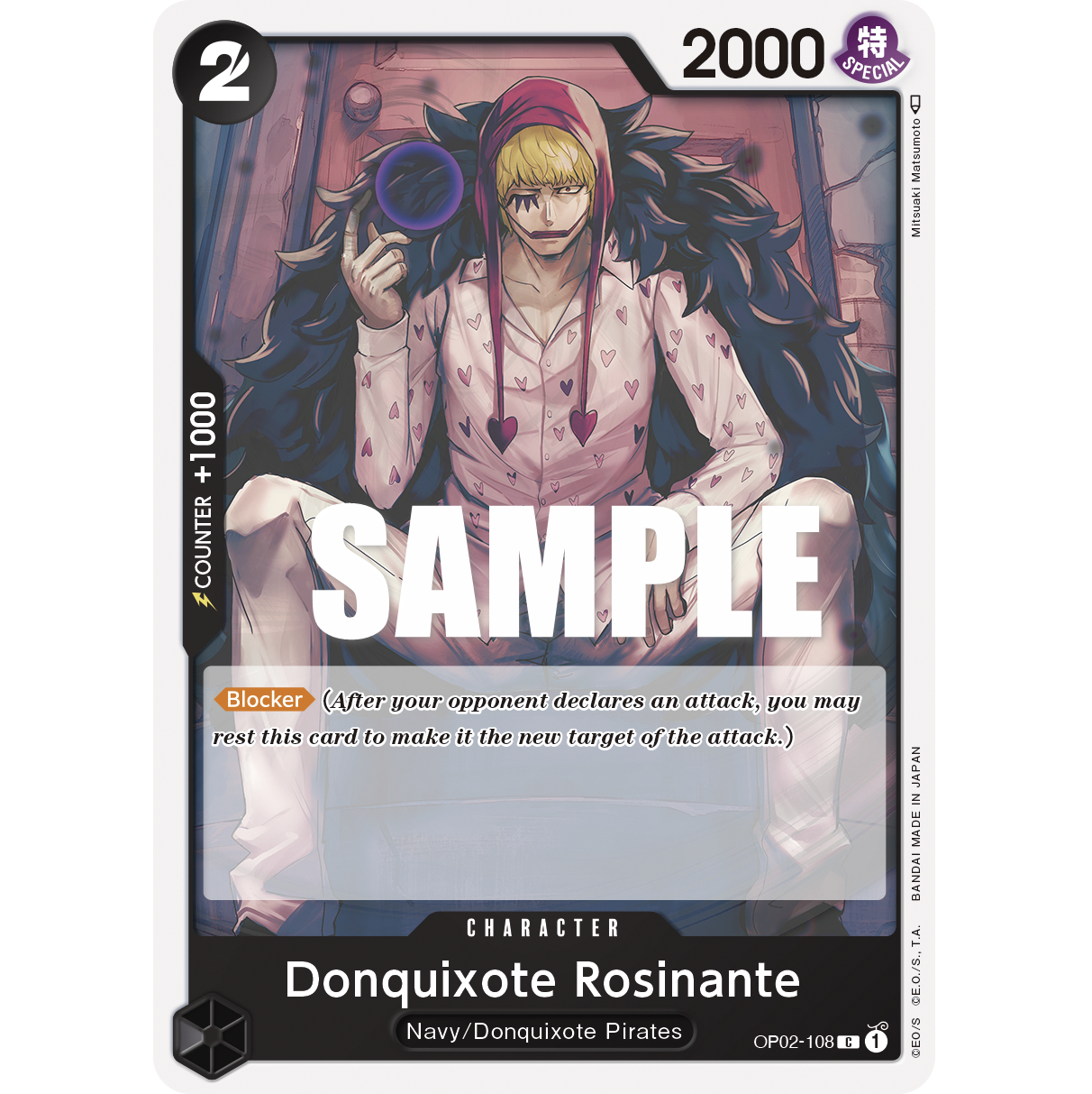 ONE PIECE CARD GAME OP02-108 C DONQUIXOTE ROSINANTE (V.1) "PARAMOUNT WAR INGLÉS"