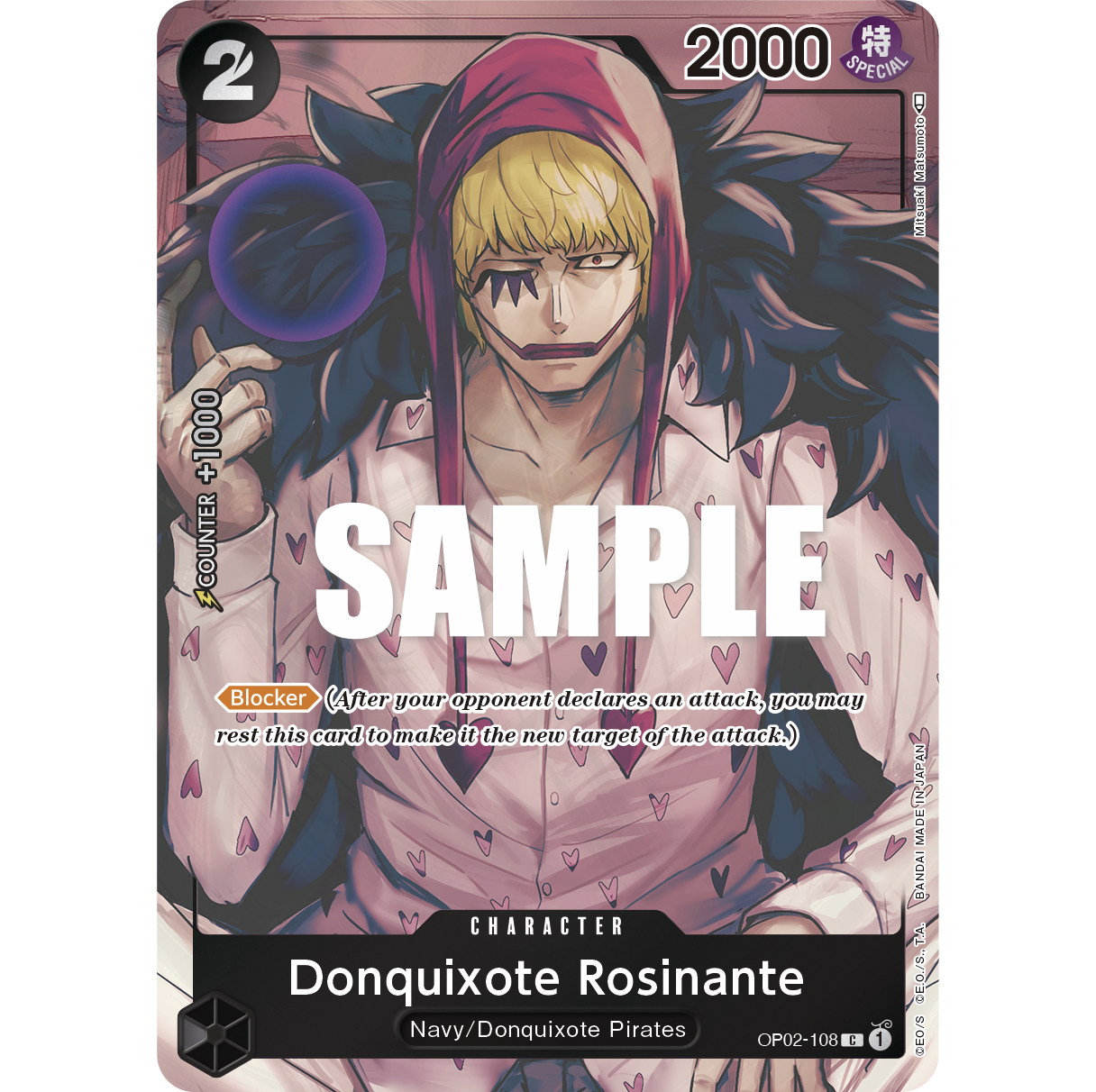 ONE PIECE CARD GAME OP02-108 C DONQUIXOTE ROSINANTE (V.2) "PARAMOUNT WAR INGLÉS"