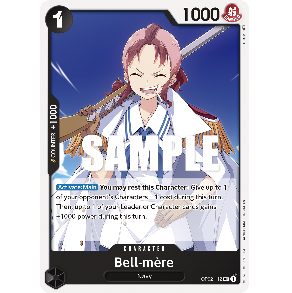 ONE PIECE CARD GAME OP02-112 UC BELL-MERE "PARAMOUNT WAR INGLÉS"