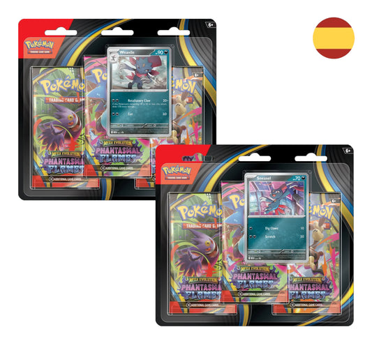 3 PACK BLISTER DE SOBRES POKEMON PHANTASMAL FLAMES - FUEGOS FANTASMALES (ESPAÑOL)