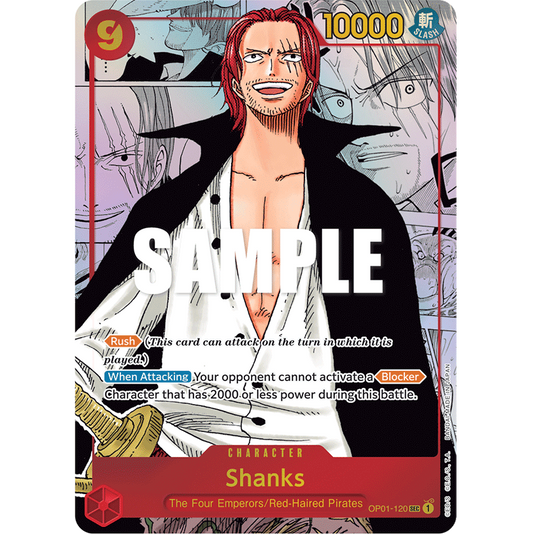 ONE PIECE CARD GAME OP01-120 SEC SHANKS (V.3) MANGA "ROMANCE DAWN JAPONÉS"