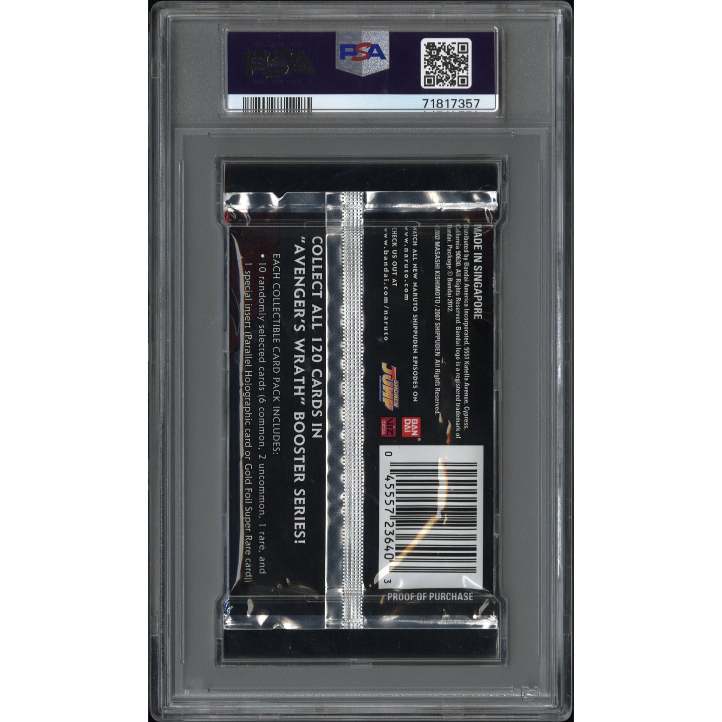 BOOSTER NARUTO SHIPPUDEN CCG "AVENGER'S WRATH" SASUKE PSA 10