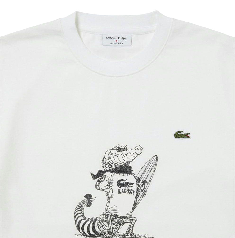 LACOSTE ONE PIECE CAMISETA BLANCA CROCODILE TALLA L MADE IN JAPAN