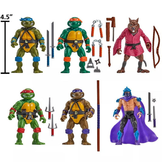 6 PACK SET 1998 REMASTERED CLASSIC TEENAGE MUTANT NINJA TURTLES TMNT - PLAYMATES TOYS