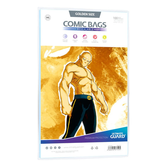 FUNDAS PROTECTORAS COMIC BAGS GOLDEN SIZE CON CIERRE REUTILIZABLE - ULTIMATE GUARD (100) - V JUMP