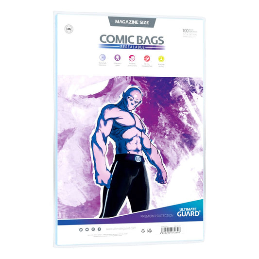 FUNDAS PROTECTORAS COMIC BAGS MAGAZINE SIZE CON CIERRE REUTILIZABLE - ULTIMATE GUARD (100) - WEEKLY SHONEN JUMP